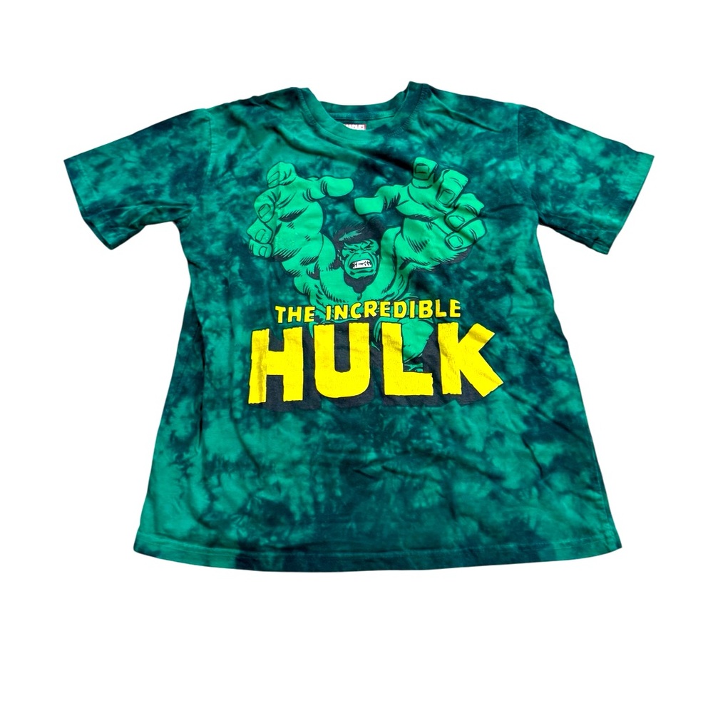 Marvel | Hulk Tie-Dye Kids T-Shirt - Green and Yellow Boys Size 14/16 Like New